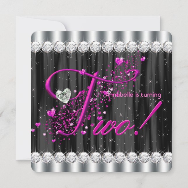 Girly Glam Second Birthday Party Invitation (Front)