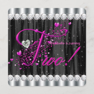 Girly Glam Second Birthday Party Invitation