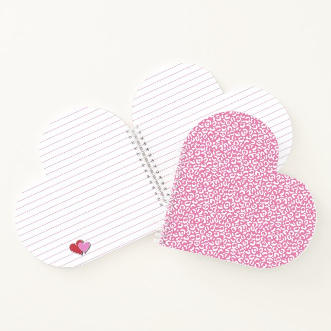 Girly Glam White Pink Leopard Print Notebook (Inside)