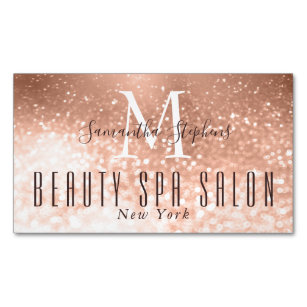 Girly Glamorous Rose Gold Glitter SPA Salon Magnetic Business Card
