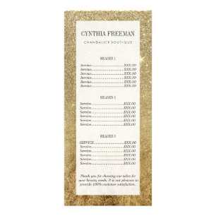 Girly Glamourous Gold Foil and Glitter Mesh Rack Card