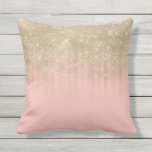 Girly Glamourous Pink Gold Glitter Striped Cushion<br><div class="desc">This glamourous, modern, and girly design if perfect for the elegant fashionista. It features a faux printed sparkly gold glitter sequin striped ombre gradient on top of a simple blush pink background. It's pretty, beautiful, and girly! ***IMPORTANT DESIGN NOTE: For any custom design request such as matching product requests, colour...</div>