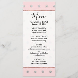Girly Glamourous Pink Silver Glitter Polka Dots Menu