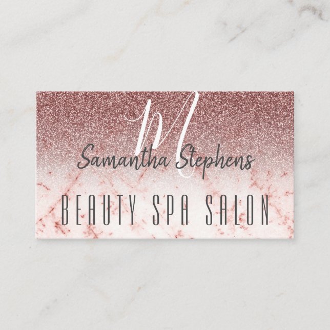 Girly Glamourous Pinkish Glittering Hair SPA Salon Business Card (Front)