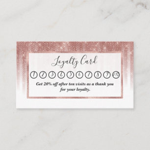 Girly Glamourous Rose Gold Glitter Striped Gradien Loyalty Card