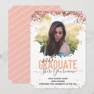 Girly Glitter and Script One Photo Graduation Announcement