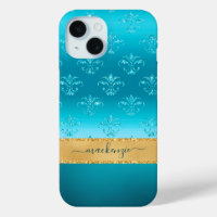 Girly Glitter Blue Gold Glam Metallic Personalised
