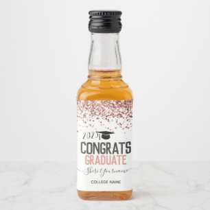 Girly Glitter Graduation Party Any Year Liquor Bottle Label