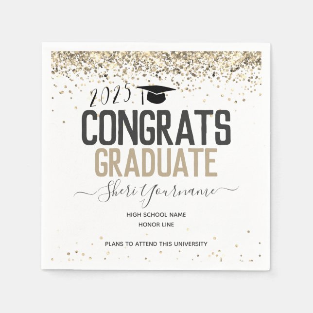 Girly Glitter Graduation Party Any Year  Napkins (Front)