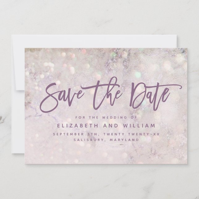 Girly glitter pink chic elegant rose gold wedding save the date (Front)