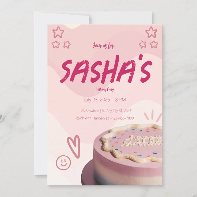 girly glitter pink cute birthday Invitation (Front)