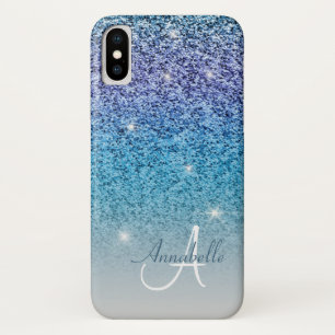 Girly glitter rainbow monogram iPhone x case