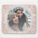 Girly Glitter  Rose Gold Photo Template Mouse Mat<br><div class="desc">Pretty and girly mouse mat  template. It consists of a rose gold sparkly glitter frame which gradually fades out to reveal your favourite photo. Customise to create your own unique gift.</div>