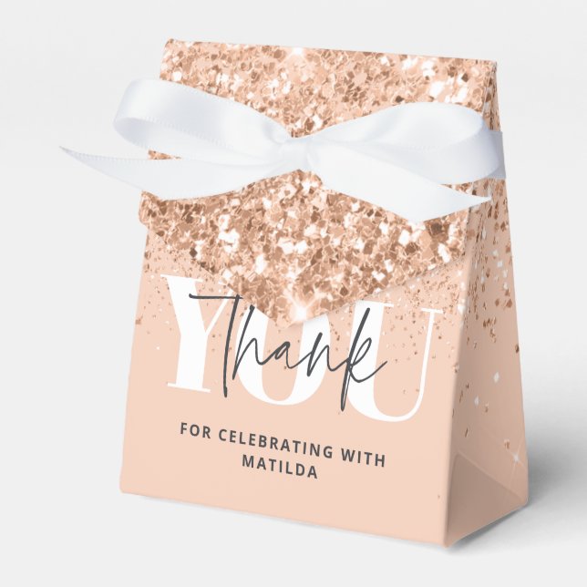 Girly glitter sparkle modern 18th birthday party  favour box (Front Side)