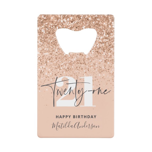 Girly glitter sparkle modern 21st birthday  (Front)