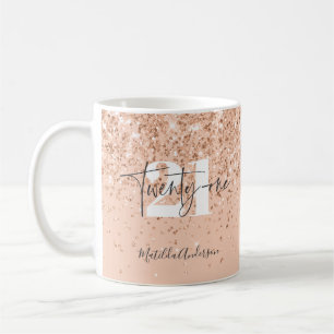 Girly glitter sparkle modern 21st birthday party coffee mug