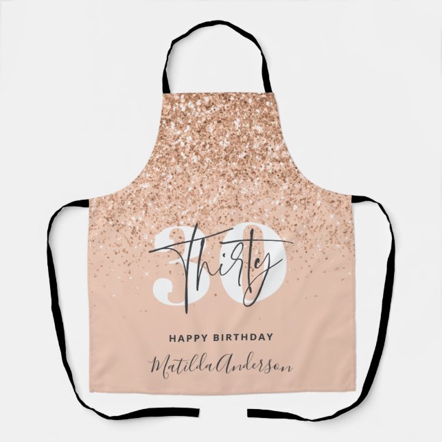 Girly glitter sparkle modern 30th birthday  apron (Front)