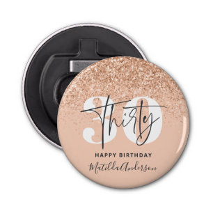 Girly glitter sparkle modern 30th birthday  bottle opener