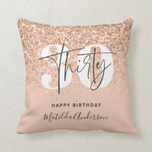 Girly glitter sparkle modern 30th birthday cushion