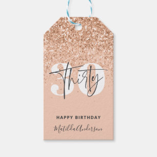 Girly glitter sparkle modern 30th birthday  gift tags