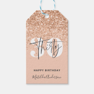 Girly glitter sparkle modern 30th birthday  gift tags