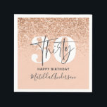 Girly glitter sparkle modern 30th birthday party napkin<br><div class="desc">Girly glitter sparkle modern 30th birthday party decor napkins. Part of a collection.</div>