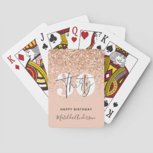 Girly glitter sparkle modern 30th birthday  playing cards