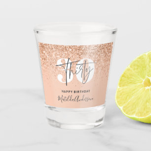 Girly glitter sparkle modern 30th birthday  shot glass