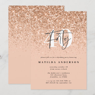 Girly glitter sparkle modern 40th birthday