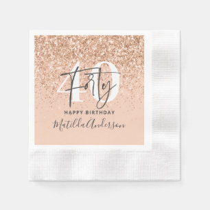 Girly glitter sparkle modern 40th birthday party  napkin