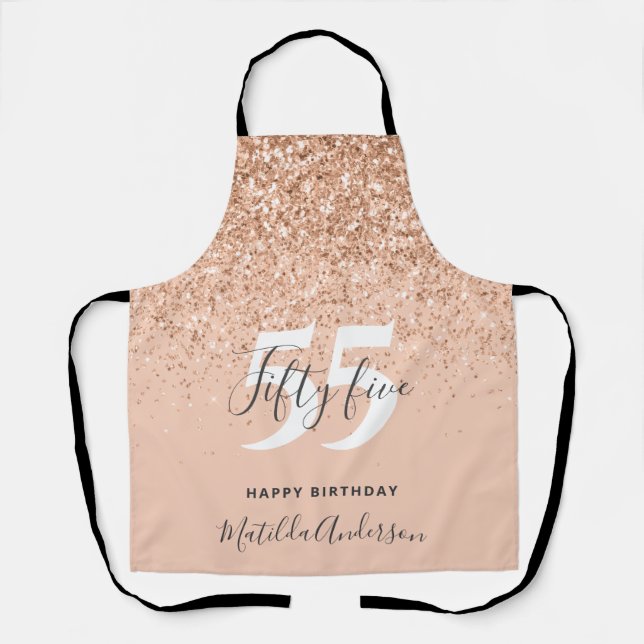 Girly glitter sparkle modern birthday  apron (Front)