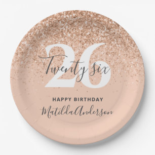 Girly glitter sparkle modern  birthday party paper paper plate