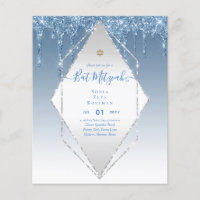 Girly Glitter Sparkles BAT MITVAH Invitation