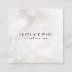 Girly Glitter Whimsy White Bokeh Square Business Card