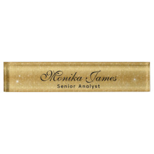 Girly Glittery Gold Faux Light Pi Nameplate