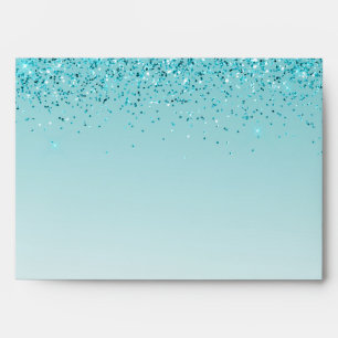 Girly Glitz Aqua Turquoise Glitter Envelope