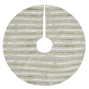 Girly Glitzy Glitter Glam Gold Stripes Brushed Polyester Tree Skirt