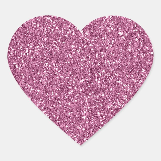 Girly Glitzy Pink Glitter Heart Sticker (Front)