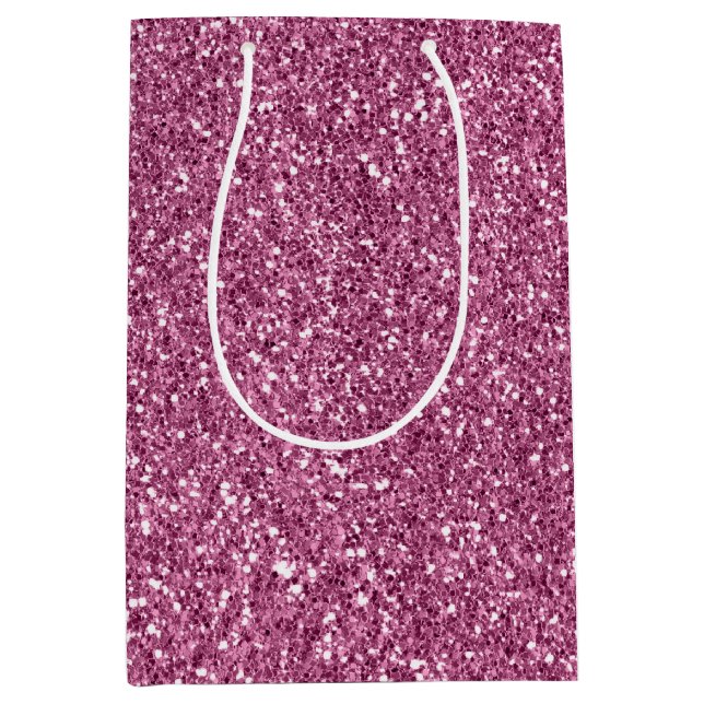 Girly Glitzy Pink Glitter Medium Gift Bag (Front)