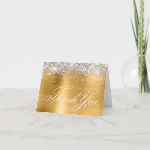 Girly Gold and Silver Decorative Calligraphy Thank You Card
