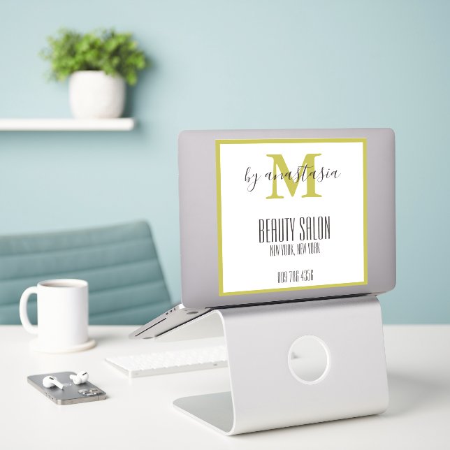 Girly Gold Beauty Salon Monogram (Laptop On Desk)