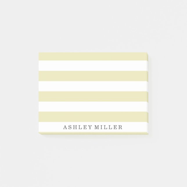 Girly Gold Classic Stripes Monogram Post-It Notes (Front)