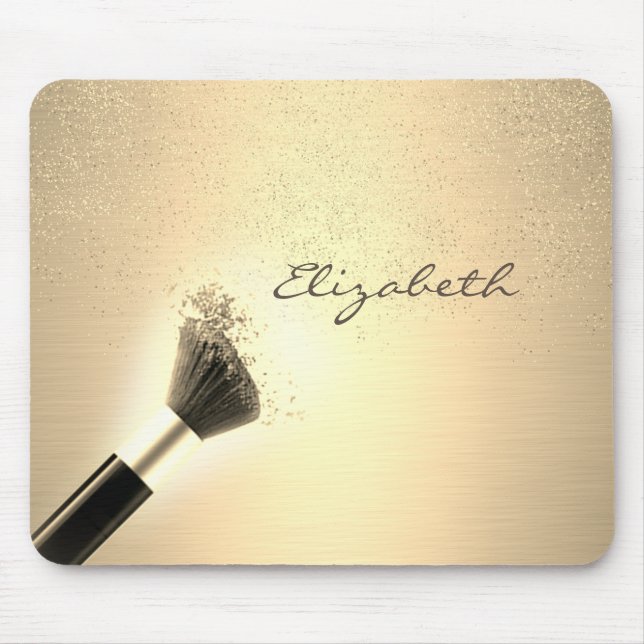 Girly,Gold Confetti ,Makeup Brush ,Personalised Mouse Mat (Front)