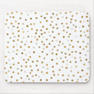 Girly Gold Dots Confetti White Design Mouse Mat