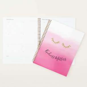 Girly Gold Eyelashes pink ombre Planner