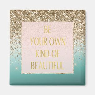 Girly Gold Glam Glitter Mint Ombre Magnet