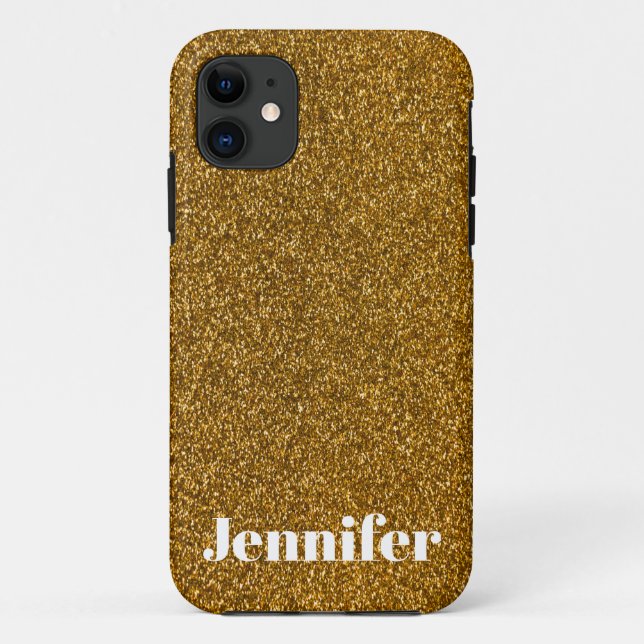 Girly Gold Glitter Custom Case-Mate iPhone Case (Back)