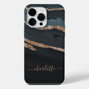 Girly Gold Glitter Stylish Chic Name Personalised iPhone 14 Pro Max Case
