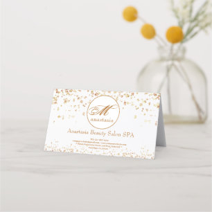 Girly Gold Glittery Luxury Monogram Beauty Salon Appointment Card