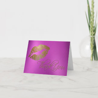 Girly Gold Lip Print Thank You Card